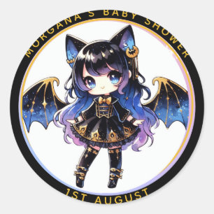 Goth Baby Meisje Shower Bad Vampier Bedankt  Ronde Sticker