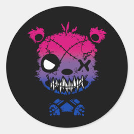 Goth Biseksuele Pride Vlag Gekleurde Beer Ronde Sticker