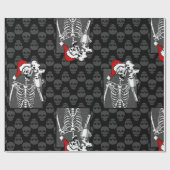 goth black christmas skull coffee skeleton red cadeaupapier (Vlak)