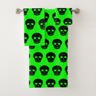 Goth Black Lime Green Motif crâne