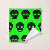 Goth Black Lime Green Motif crâne (Gant de toilette)