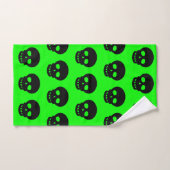 Goth Black Lime Green Motif crâne (Serviette à main)