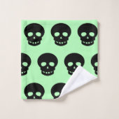 Goth Black Mint Green Crâne Motif Décor (Gant de toilette)