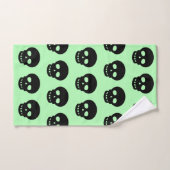 Goth Black Mint Green Crâne Motif Décor (Serviette à main)