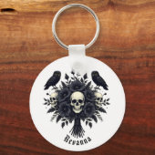 Goth Bouquet with Three Skulls and Two Owls Sleutelhanger (Achterkant)