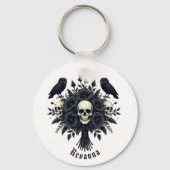Goth Bouquet with Three Skulls and Two Owls Sleutelhanger (Achterkant)