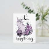Goth Cat Gotische Verjaardagswensen Briefkaart (Staand voorkant)