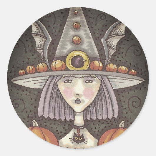 GOTH CITROUILLE WITCH HALLOWEEN STICKERS SHEET Coe (Devant)