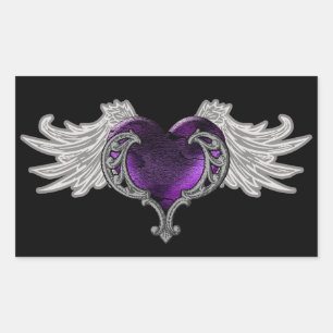 Goth Coeur pourpre avec Ange Ailes Sticker