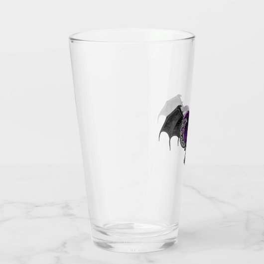 Goth Coeur pourpre avec Bat Wings Coupe en verre (Droite)