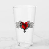 Goth Coeur rouge avec Angel Wings Coupe en verre (Devant)
