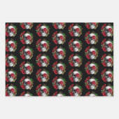 Goth Crâne avec Fleurs rouges et Feuilles d'or (Devant 3)