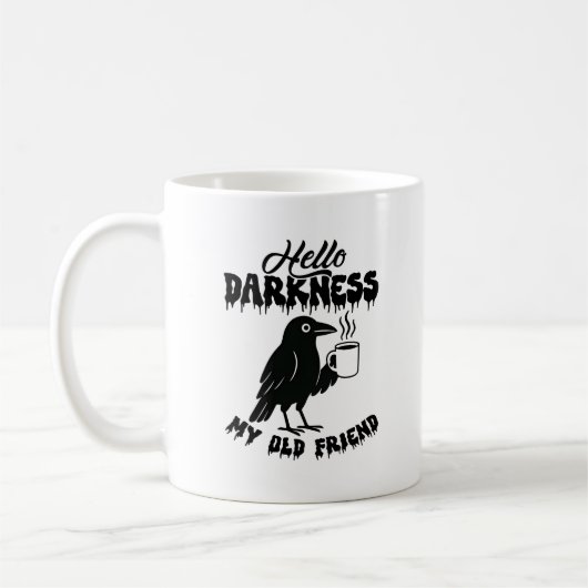 Goth Crow Coffee "Hello Darkness" Art Koffiemok (Links)