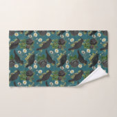 Goth Crows et Roses noirs Profond Turquoise Motif (Serviette à main)