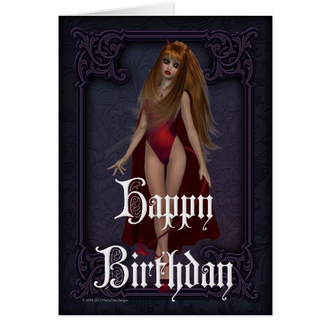 Goth Devil Femme Bonne Carte d'Anniversaire (Devant)