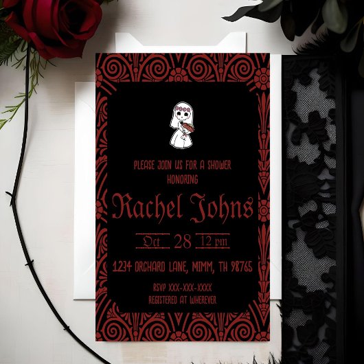 Goth Fête des mariées Invitation de squelette