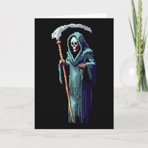 Goth Gamer 8 Bit Pixel Art Videospel Grim Reaper  Kaart