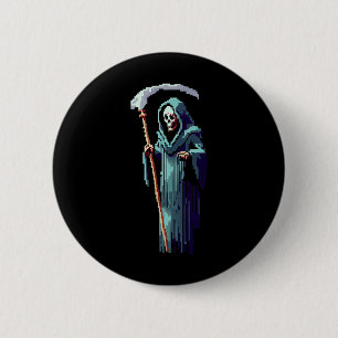 Goth Gamer 8 Bit Pixel Art Videospel Grim Reaper  Ronde Button 5,7 Cm