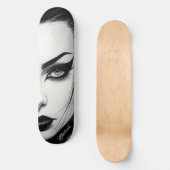 Goth girl bold ink drawing skateboard (Voorkant)