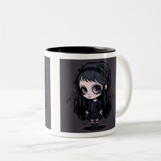 Goth Girl Mug à deux tons, 11 oz (Devant droit)