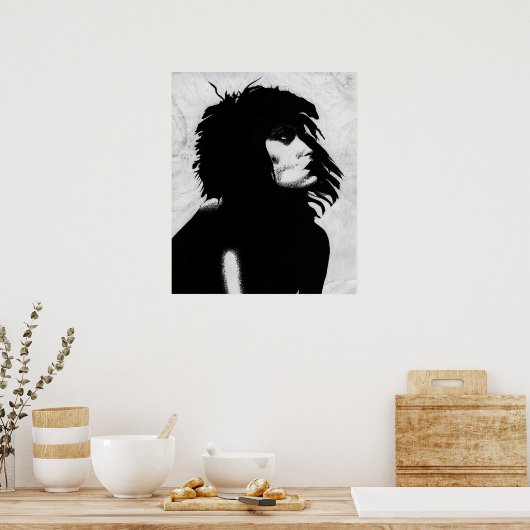 Goth Goddess Portrait Original Art Poster Imprimer (Cuisine)