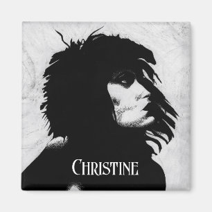 Goth Godin Portret Originele Kunst Zwart Wit Magneet