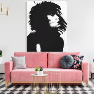 Goth Godin Vrouw Portret Iconische Mode Kunst Canvas Afdruk