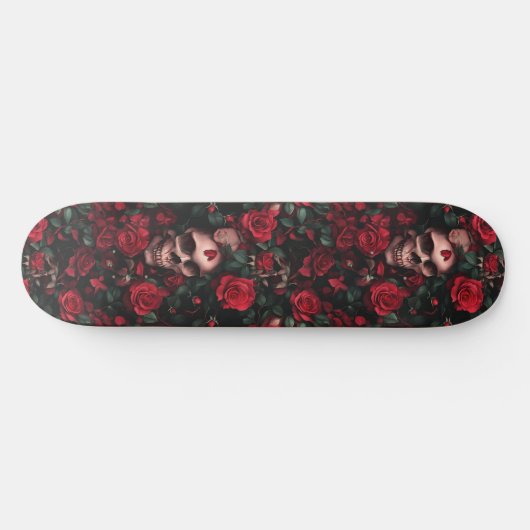 Goth Gothique crâne et Rose Macabre skateboard (Horz)