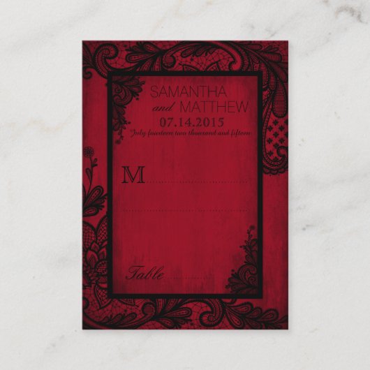 Goth Grunge Dentelle Mariage Cartes de Place (Devant)