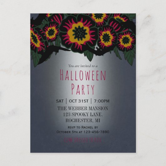 Goth halloween invitation à la fête avec chauves-s (Devant)