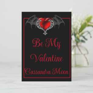 Goth Hart met Vleermuisvleugels Gepersonaliseerd Feestdagenkaart