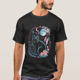 Goth kat maanfasen Maan Droomvanger cottagecore T-shirt