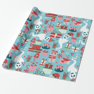 goth kerst horror sint-geesten blauw cadeaupapier