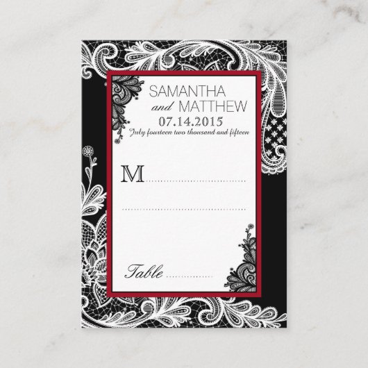 Goth Lace Mariage Cartes de Place (Devant)