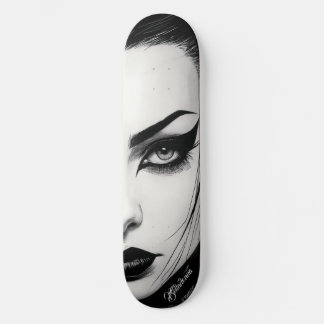 Goth-meisje in vette inkttekening skateboard