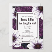 Goth moderne Floral Plum Faire-part de mariage (Devant)