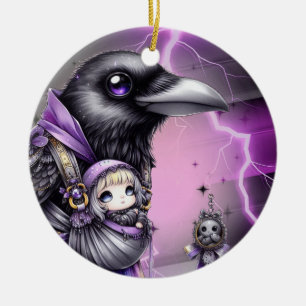 Goth Paars Zwart Halloween Feest Baby Borrel Keramisch Ornament