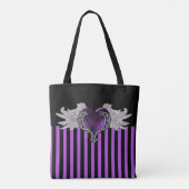 Goth Paarse Hart met Engelenvleugels Tote Bag (Achterkant)