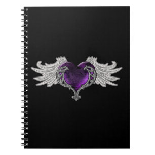 Goth Paarse Hart met Engelvleugels Notitieboek