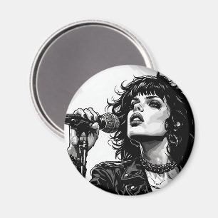Goth Punk Meisjeszanger Retro Grafische Kunststijl Magneet