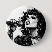 Goth Punk Meisjeszanger Retro Grafische Kunststijl Ronde Button 7,6 Cm (Voorkant)