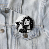 Goth Punk Meisjeszanger Retro Grafische Kunststijl Ronde Button 7,6 Cm (In situ)