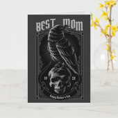 Goth Raven Maman Carte de voeux pliée (Fleur jaune)