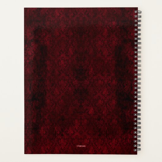Goth Red Damask Coeur argenté (Dos)