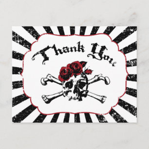 Goth Red Rose Crâne Grunge Pirate Carte de remerci