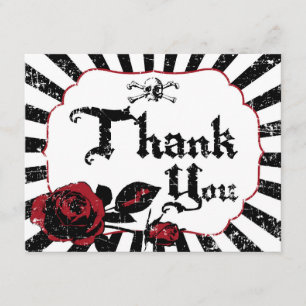 Goth Red Rose Crâne Grunge Pirate Carte de remerci