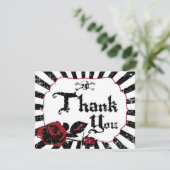 Goth Red Rose Crâne Grunge Pirate Carte de remerci (Debout devant)