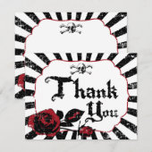 Goth Red Rose Crâne Grunge Pirate Carte de remerci (Devant / Derrière)