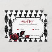 Goth Rose Grunge Diamond Imprimer carte RSVP (Devant / Derrière)