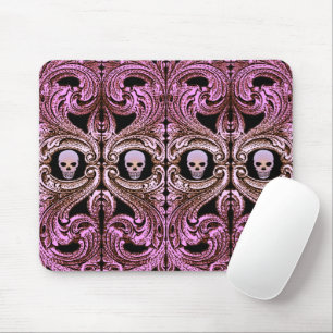 Goth Roze Ornament met Schedel Muismat